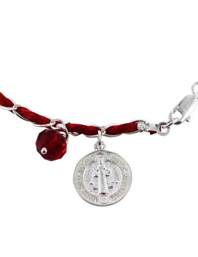 Pulsera roja san benito con 1 piedra